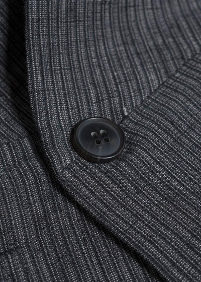 JAN-JAN VAN ESSCHE JACKET#63 OVERSIZED BLAZER WITH JET POCKETS, UNLINED Hemp Cloth | Dark Grey Striped