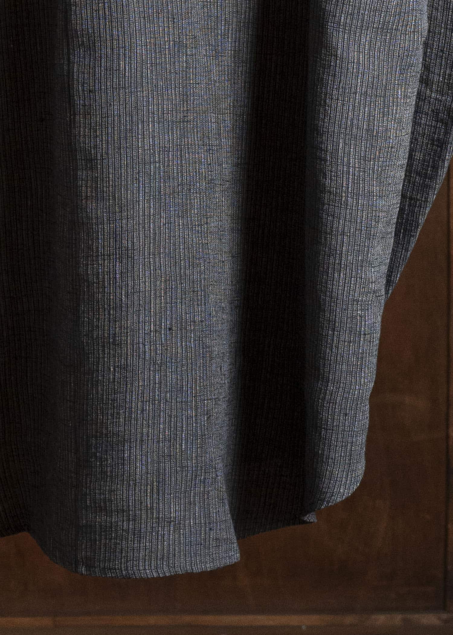 JAN-JAN VAN ESSCHE SHIRT#100 LOOSE DRESS SHIRT WITH CENTER BACK PLEAT Hemp Cloth | Dark Grey Striped