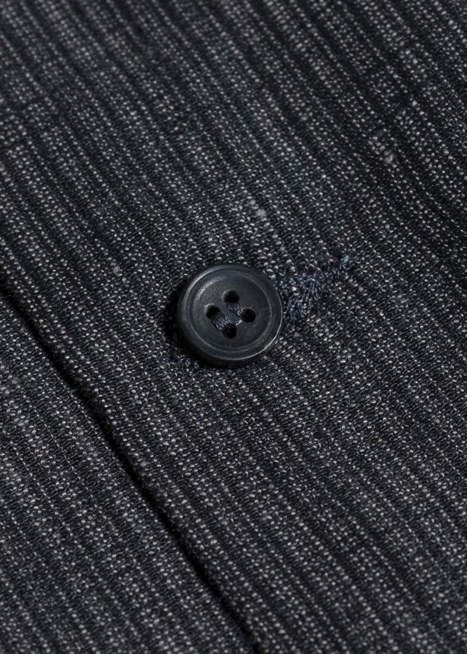 JAN-JAN VAN ESSCHE SHIRT#100 LOOSE DRESS SHIRT WITH CENTER BACK PLEAT Hemp Cloth | Dark Grey Striped