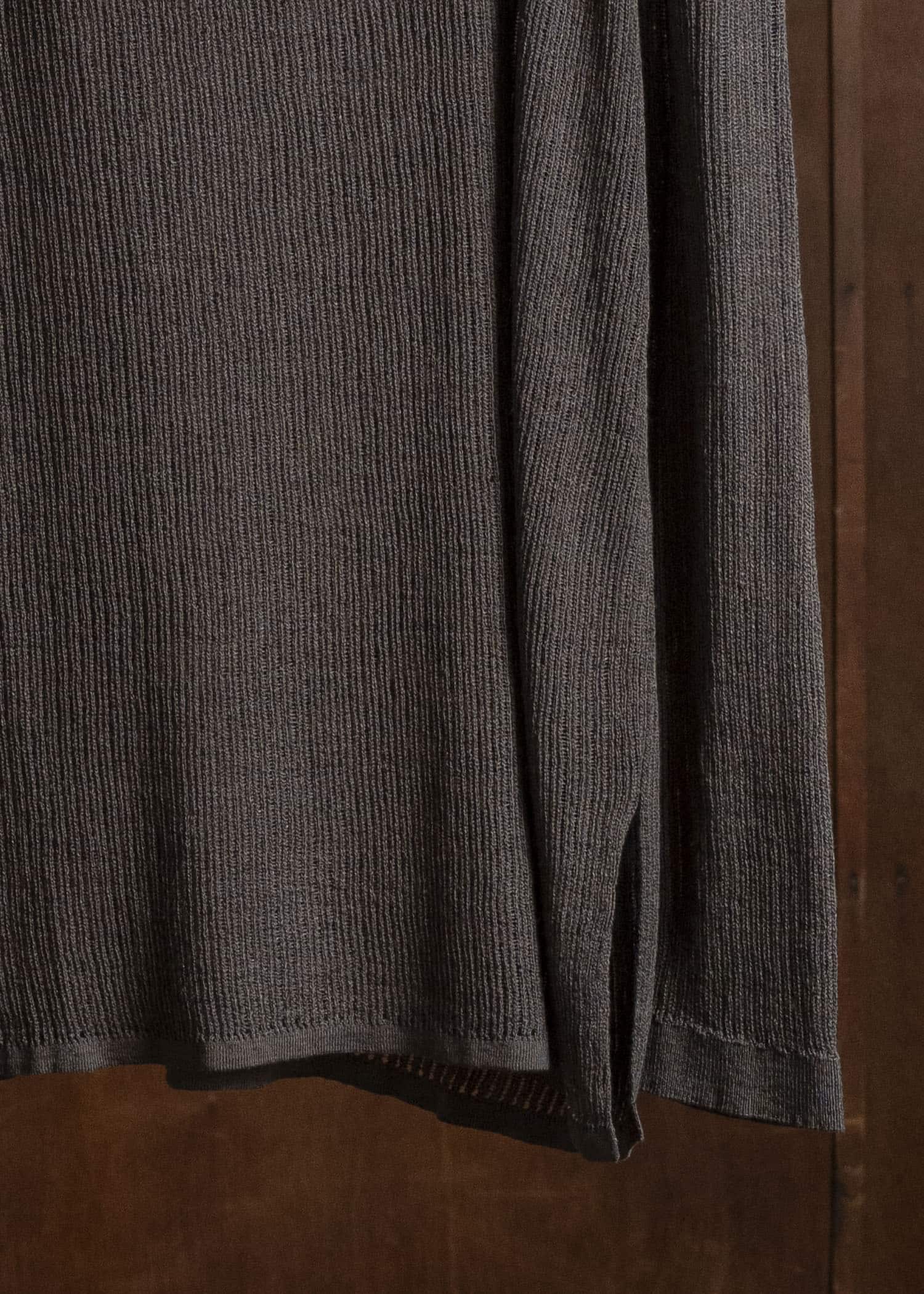 JAN-JAN VAN ESSCHE KNIT#76 LONG SLEEVE BOAT NECK MESH KNIT Linen Cotton Mesh | Brown