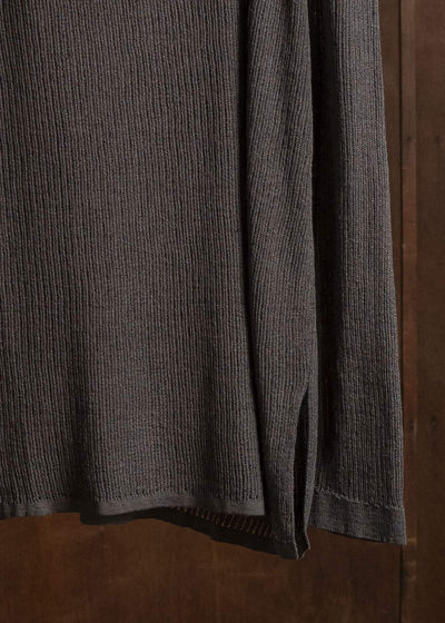 JAN-JAN VAN ESSCHE KNIT#76 LONG SLEEVE BOAT NECK MESH KNIT Linen Cotton Mesh | Brown