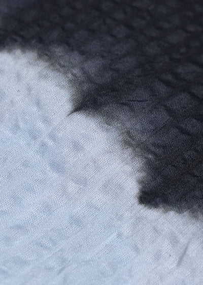 SUZUSAN Cotton Broad Hooded Jacket Madara Shibori 4066C-317-Black - Mist Blue