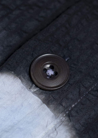 SUZUSAN Cotton Broad Hooded Jacket Madara Shibori 4066C-317-Black - Mist Blue