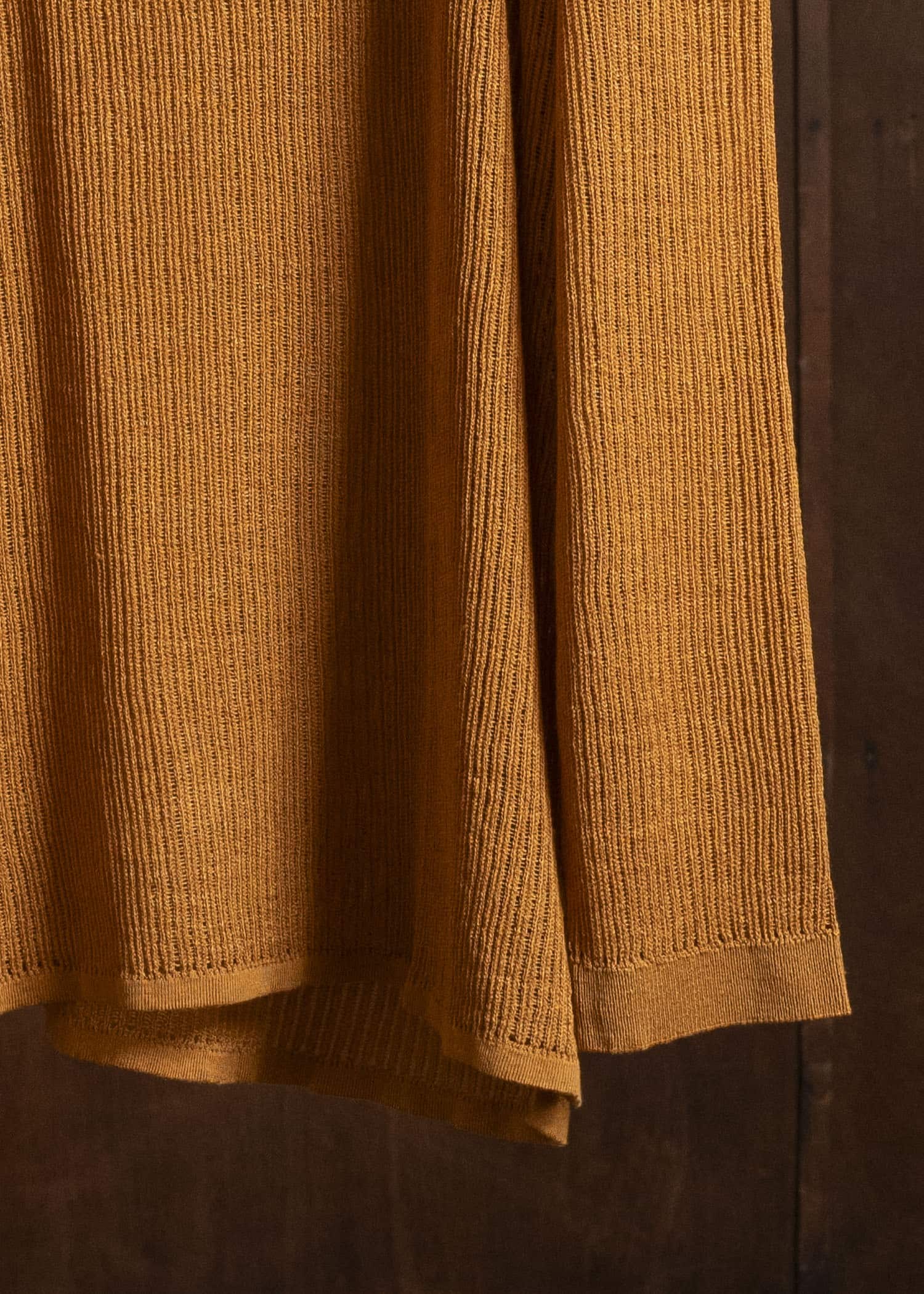 KNIT#76 LONG SLEEVE BOAT NECK MESH KNIT Linen Cotton Mesh | Orange