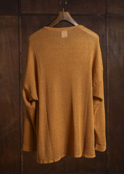 JAN-JAN VAN ESSCHE KNIT#76 LONG SLEEVE BOAT NECK MESH KNIT Linen Cotton Mesh | Orange