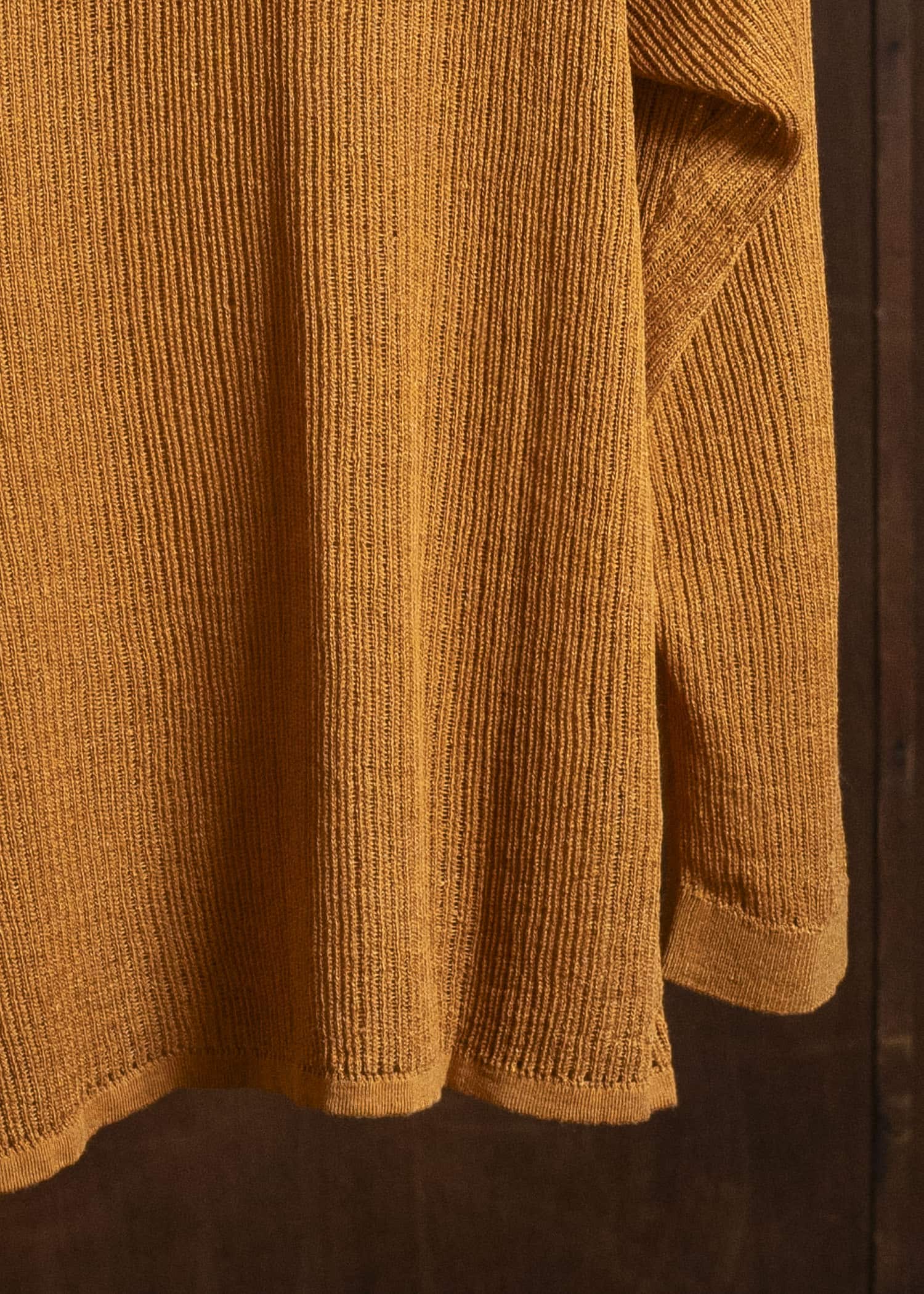 KNIT#76 LONG SLEEVE BOAT NECK MESH KNIT Linen Cotton Mesh | Orange