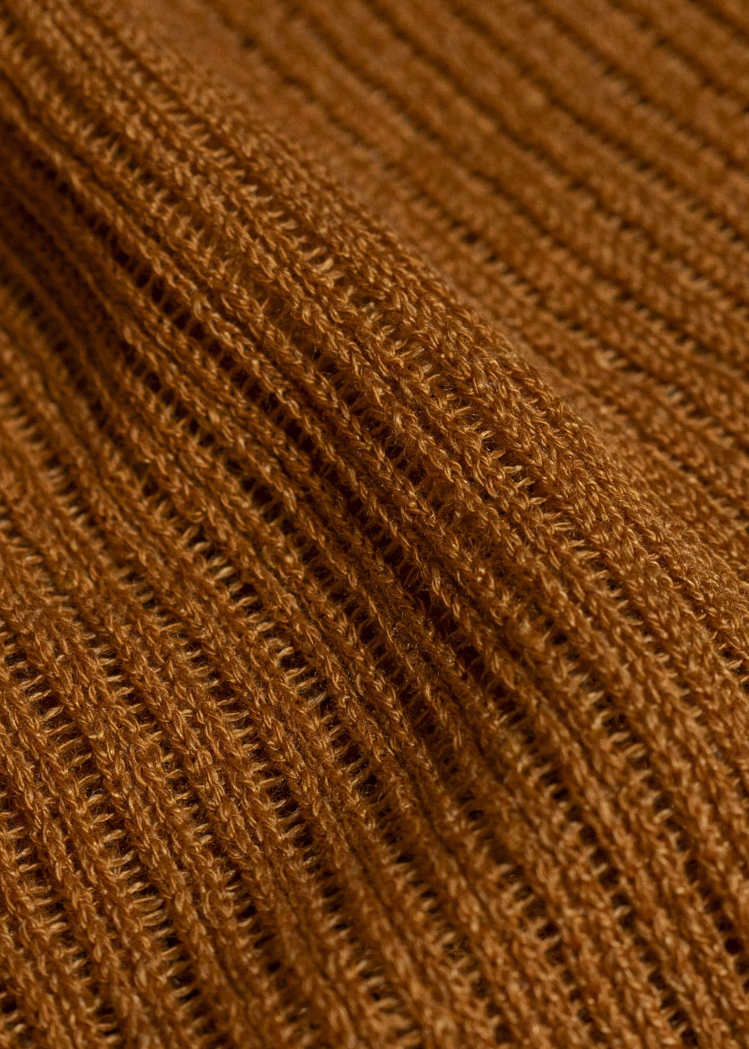 KNIT#76 LONG SLEEVE BOAT NECK MESH KNIT Linen Cotton Mesh | Orange
