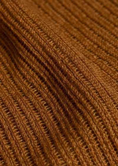 KNIT#76 LONG SLEEVE BOAT NECK MESH KNIT Linen Cotton Mesh | Orange