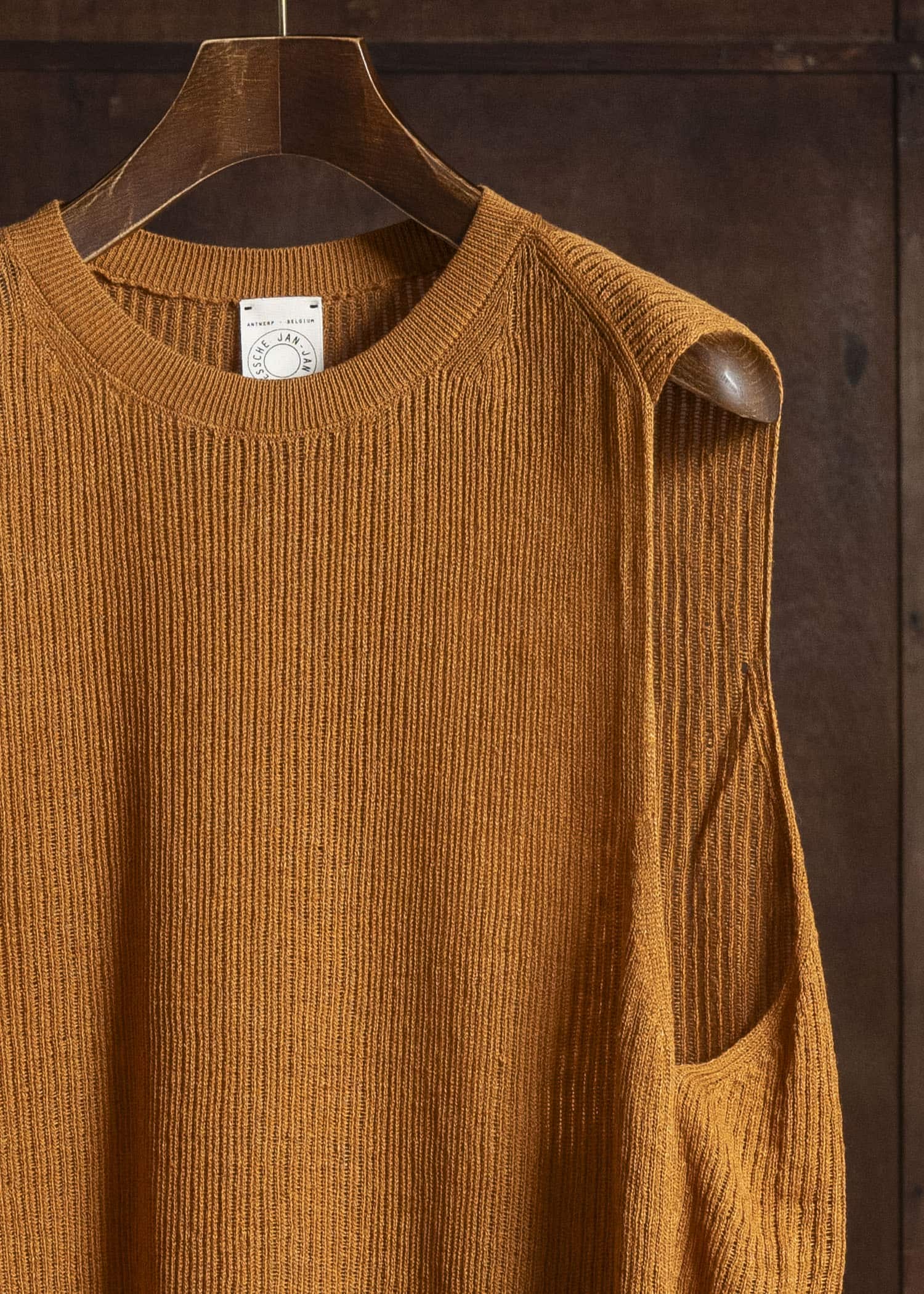 JAN-JAN VAN ESSCHE KNIT#75 TANK TOP MESH KNIT Linen Cotton Mesh | Orange