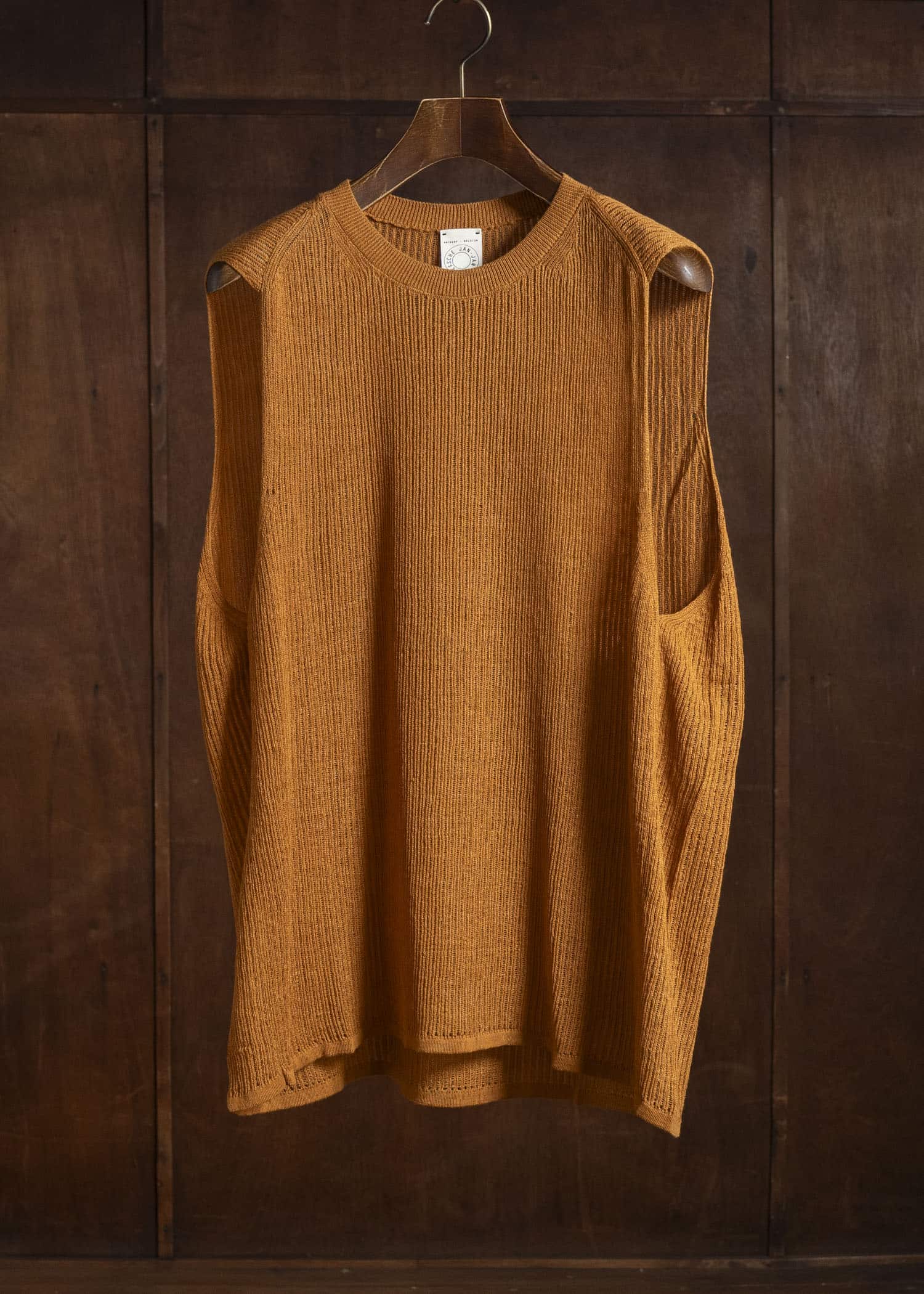 JAN-JAN VAN ESSCHE KNIT#75 TANK TOP MESH KNIT Linen Cotton Mesh | Orange