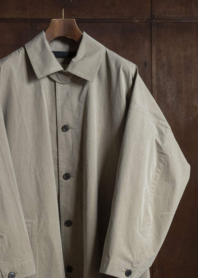 JAN-JAN VAN ESSCHE COAT#34 LONG COAT JET POCKETS, BACK SPLIT, BELT, UNLINED Time Washed Light | Stone Grey