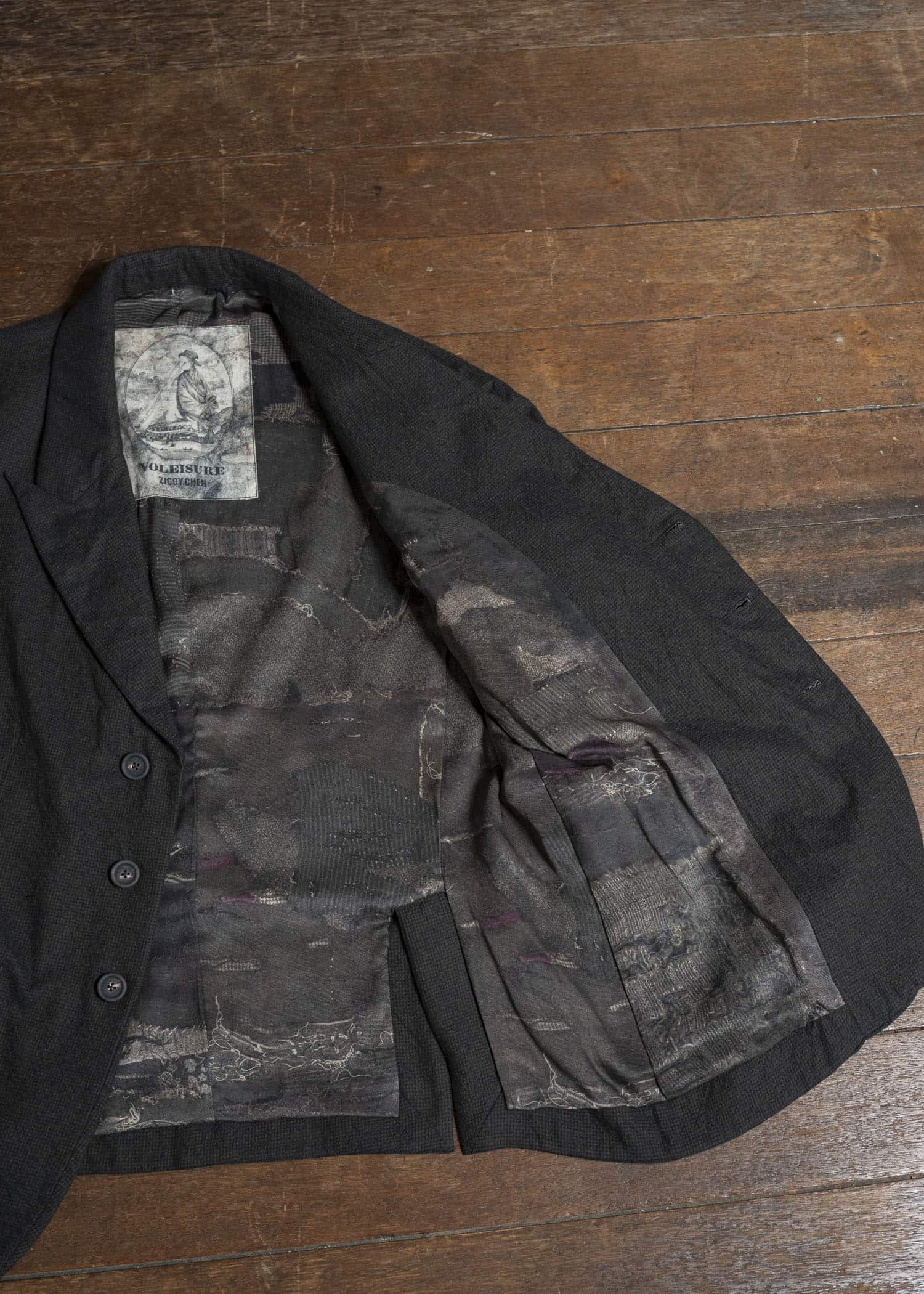 ZIGGY CHEN 0M2530931 GINGHAM THREE BUTTON BLAZER 55