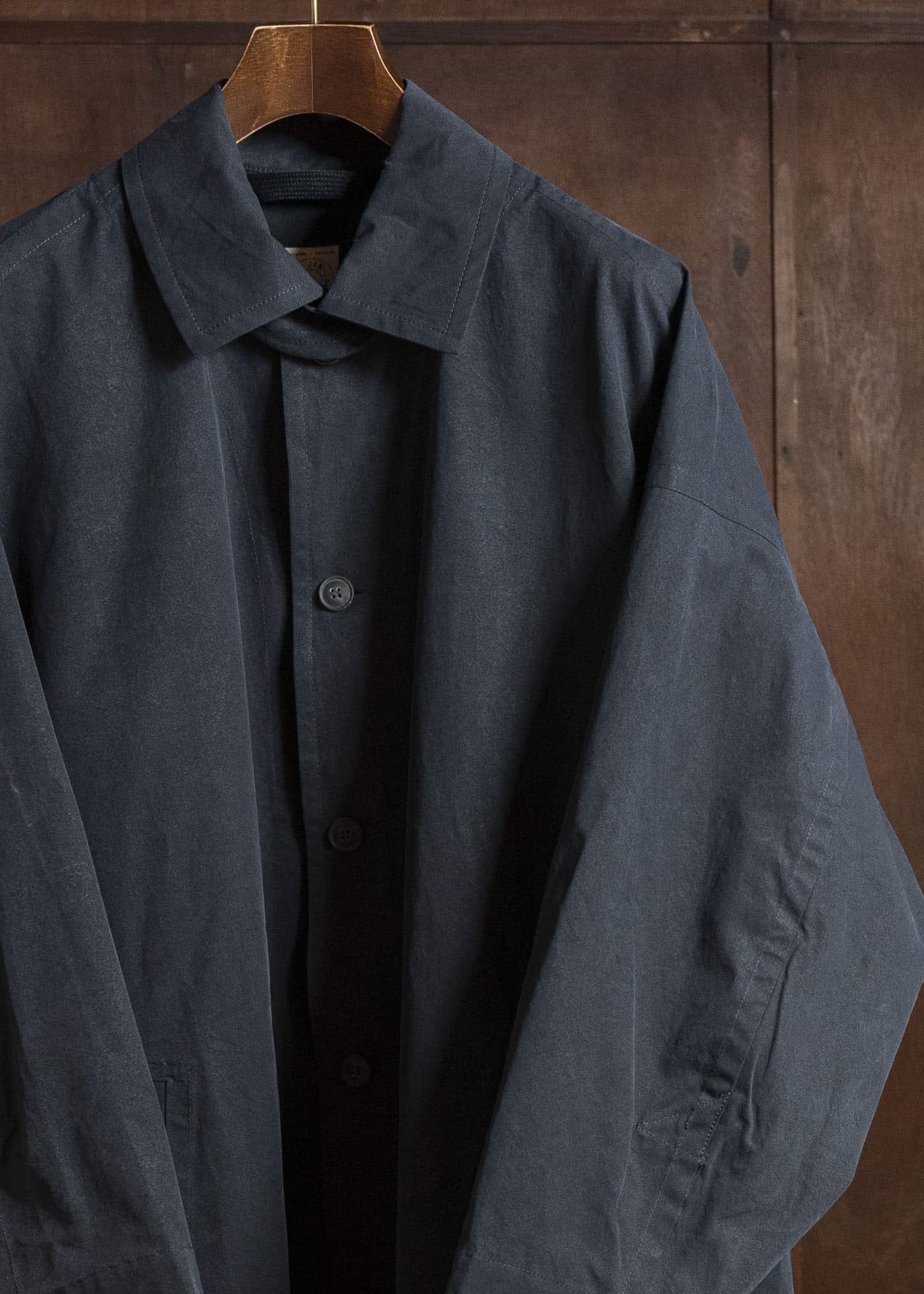 JAN-JAN VAN ESSCHE COAT#34 LONG COAT JET POCKETS, BACK SPLIT, BELT, UNLINED Time Washed Light | Off Black