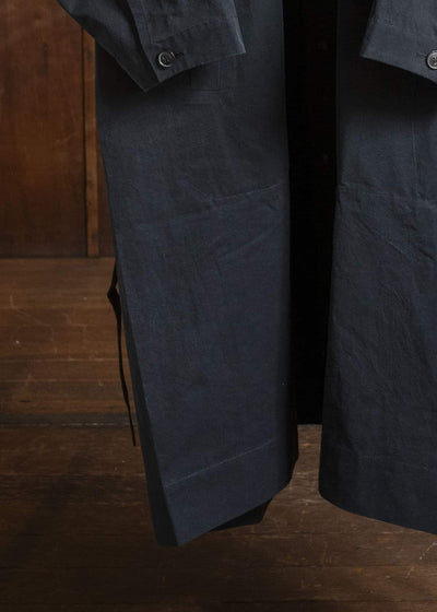 JAN-JAN VAN ESSCHE COAT#34 LONG COAT JET POCKETS, BACK SPLIT, BELT, UNLINED Time Washed Light | Off Black