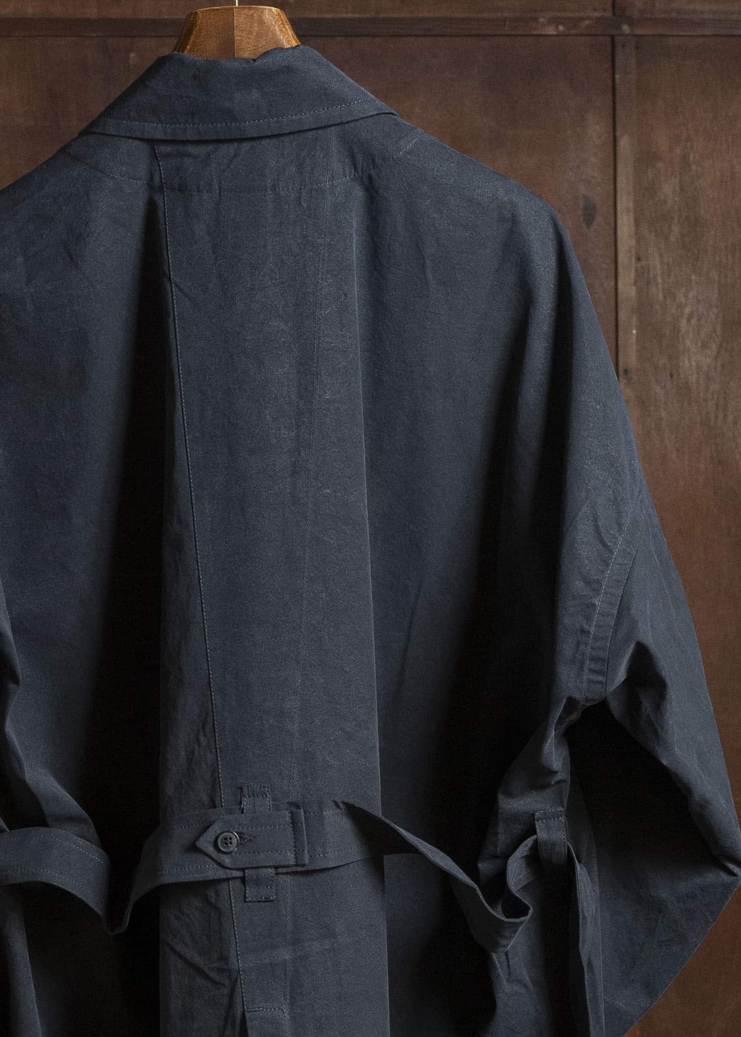 JAN-JAN VAN ESSCHE COAT#34 LONG COAT JET POCKETS, BACK SPLIT, BELT, UNLINED Time Washed Light | Off Black