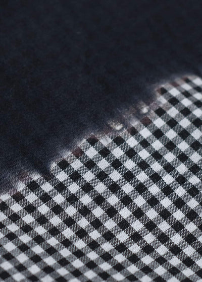 SUZUSAN Cotton Gingham Check Wide Sleeveless Dress  Boushi Shibori Block 7048C-317-Black - Black