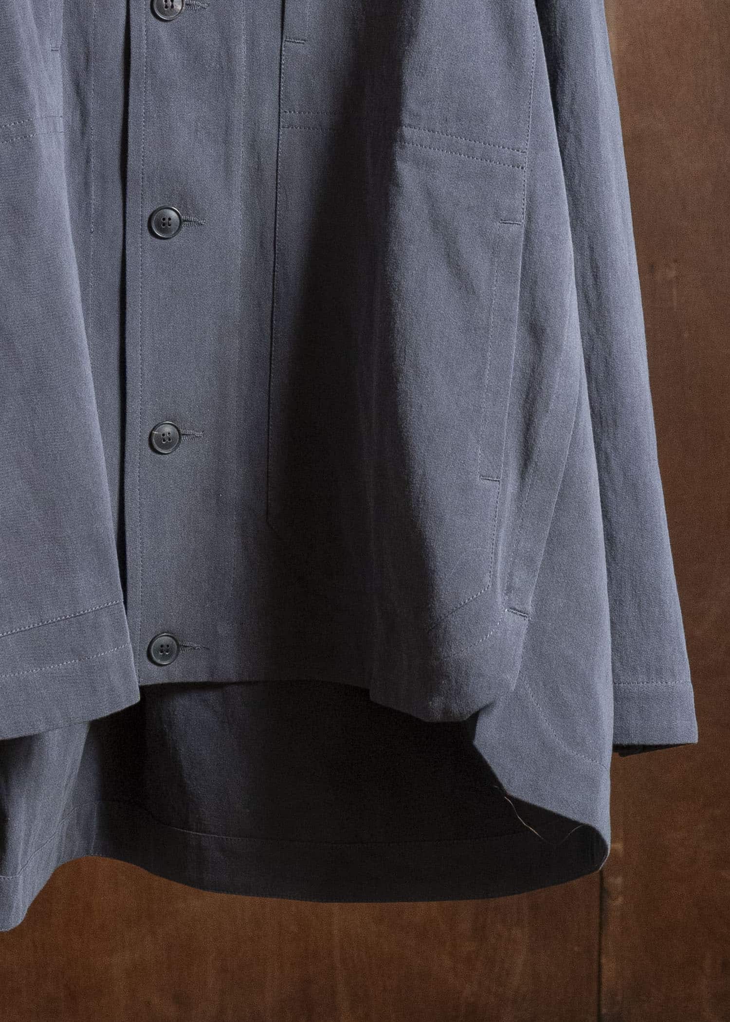 JAN-JAN VAN ESSCHE JACKET#65 HOODED JACKET WITH DOUBLE PATCH POCKETS, UNLINED Co Hemp Dense Twill | Logwood