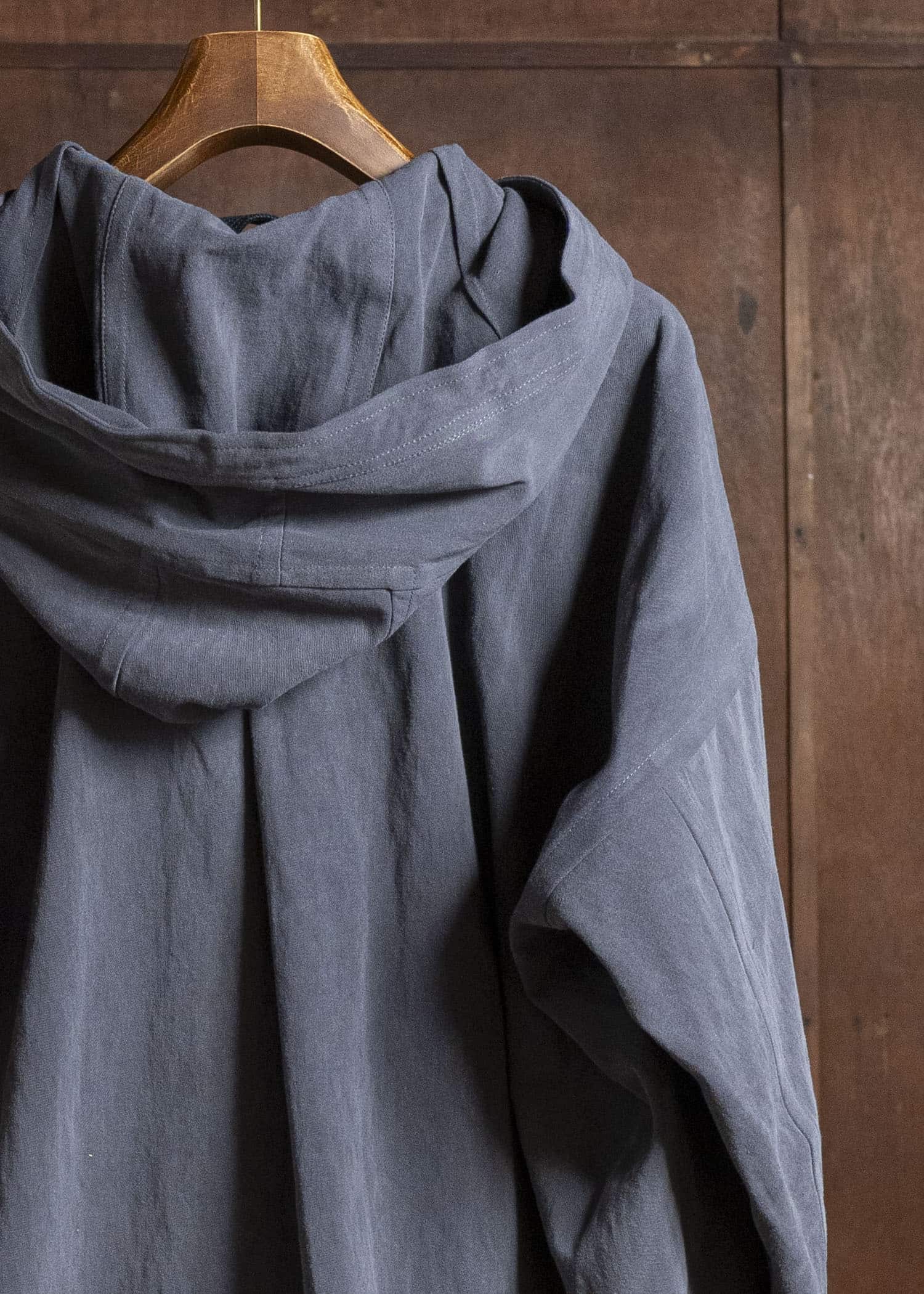 JAN-JAN VAN ESSCHE JACKET#65 HOODED JACKET WITH DOUBLE PATCH POCKETS, UNLINED Co Hemp Dense Twill | Logwood