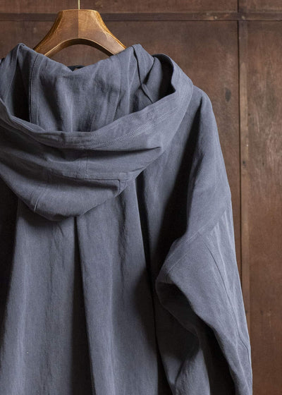 JAN-JAN VAN ESSCHE JACKET#65 HOODED JACKET WITH DOUBLE PATCH POCKETS, UNLINED Co Hemp Dense Twill | Logwood