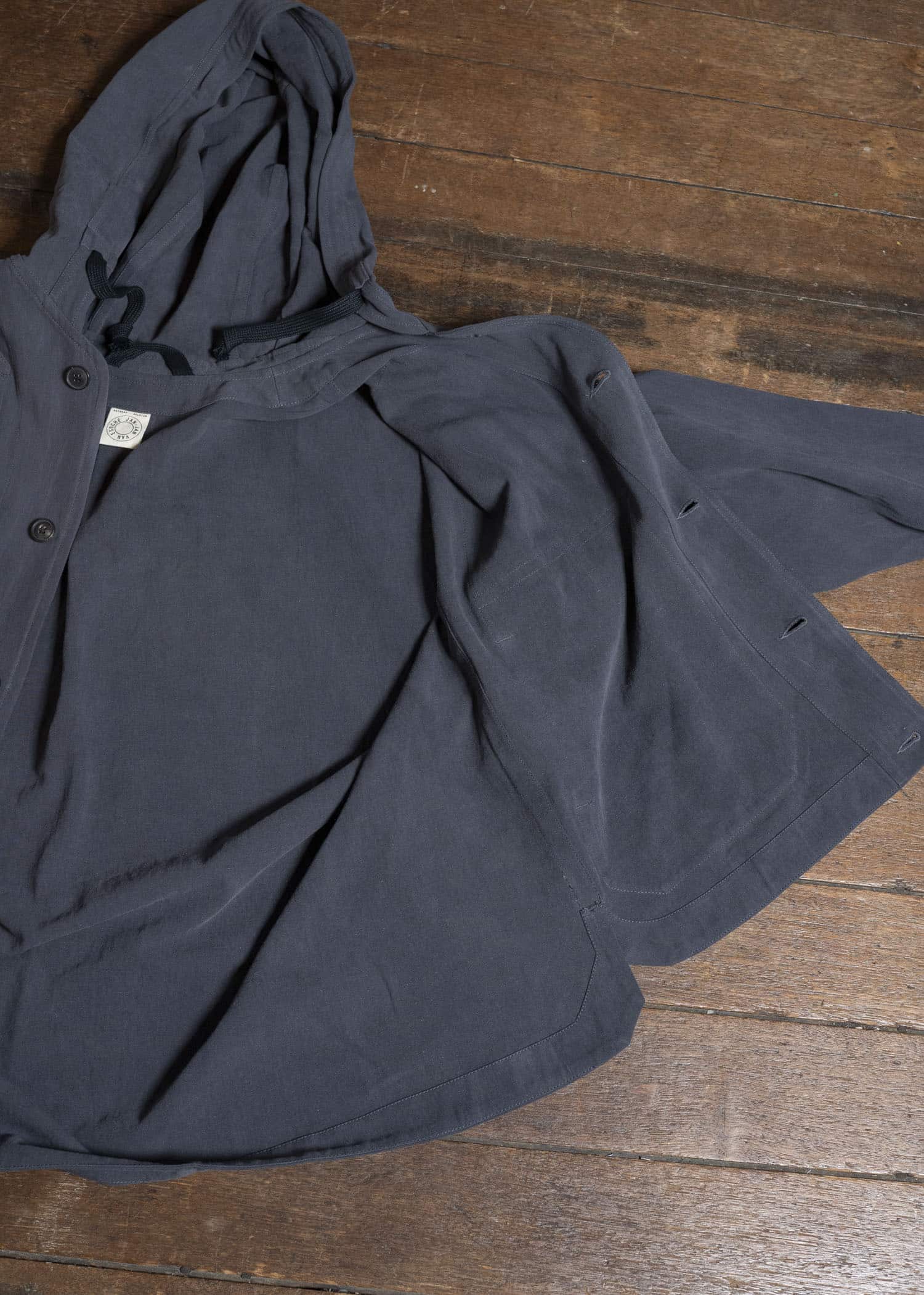 JAN-JAN VAN ESSCHE JACKET#65 HOODED JACKET WITH DOUBLE PATCH POCKETS, UNLINED Co Hemp Dense Twill | Logwood