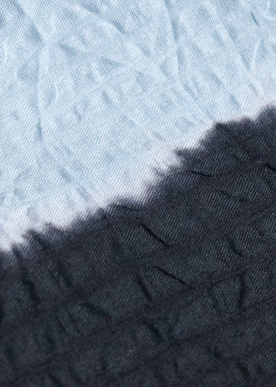 SUZUSAN Transparent Wrinkled Stripe Half Sleeve  DressBoushi Shibori Block 7049C-317-Black - Mist Blue