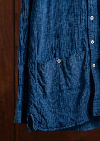 OLIVER CHURCH Pockets Shirt Handwoven Indigo