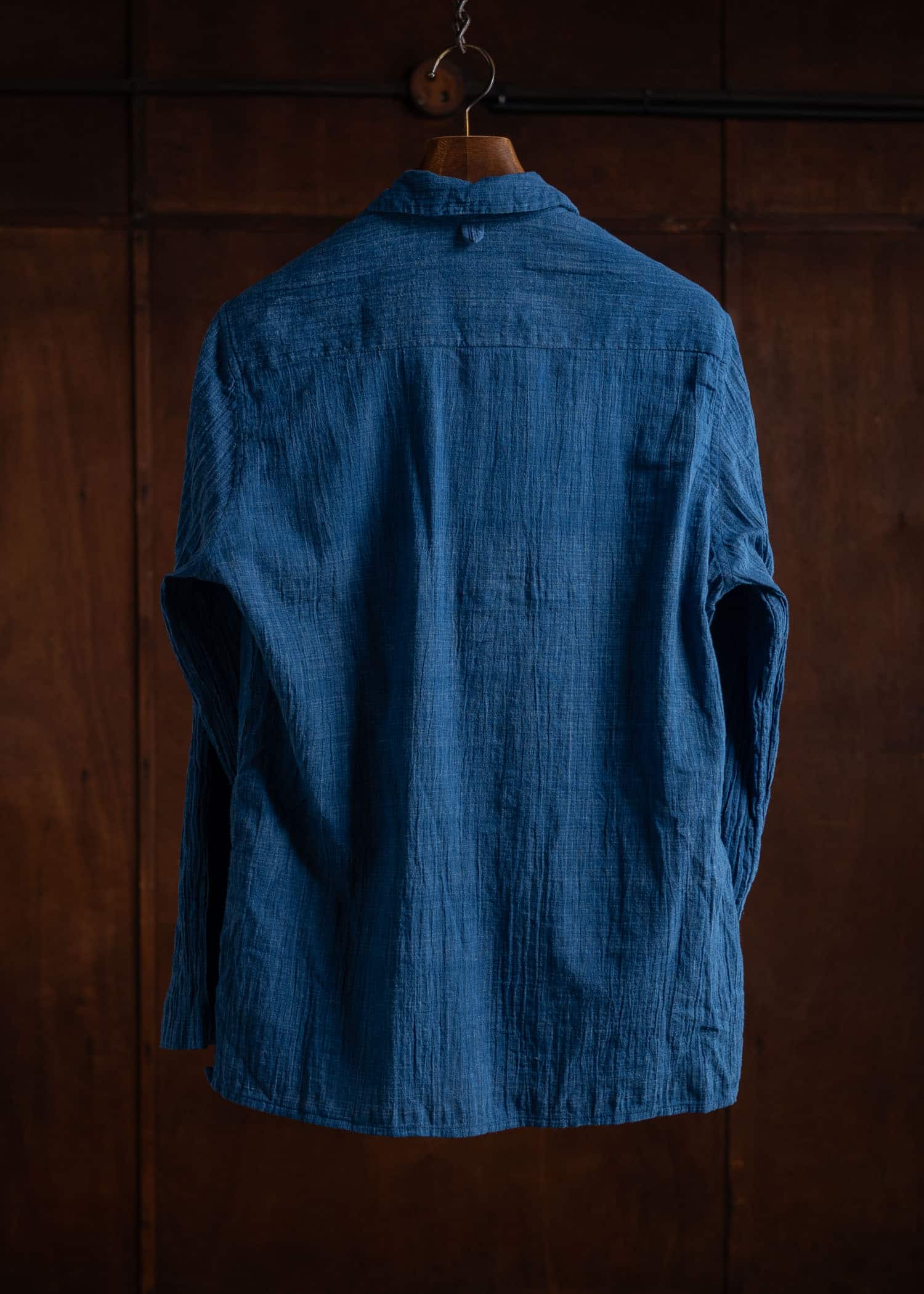 OLIVER CHURCH Pockets Shirt Handwoven Indigo