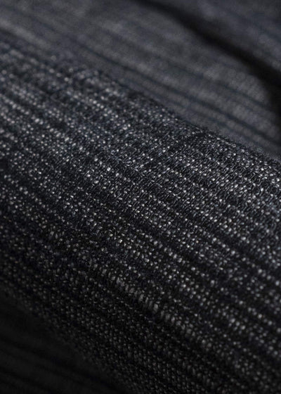 JAN-JAN VAN ESSCHE TROUSERS#91 TRIPLE PLEATED LOOSE TROUSERS WITH ELASTIC WAIST Hemp Cloth | Dark Grey Striped