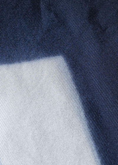 SUZUSAN Silk Twill Woven Narrow Scarf Itajime Shibori Block 0041S-543-Black - White 0041S-543-Black - White