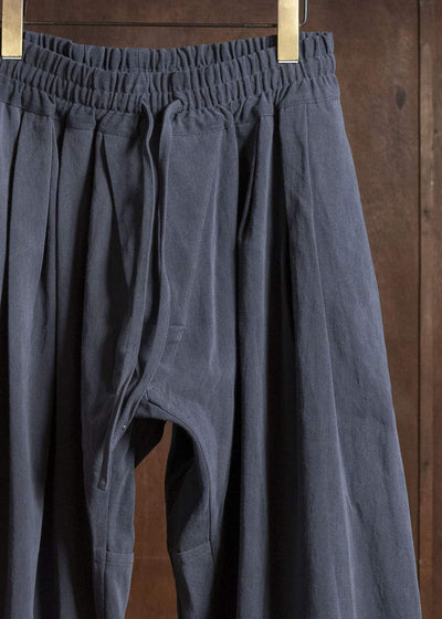 JAN-JAN VAN ESSCHE TROUSERS#91 TRIPLE PLEATED LOOSE TROUSERS WITH ELASTIC WAIST Co Hemp Dense Twill | Logwood