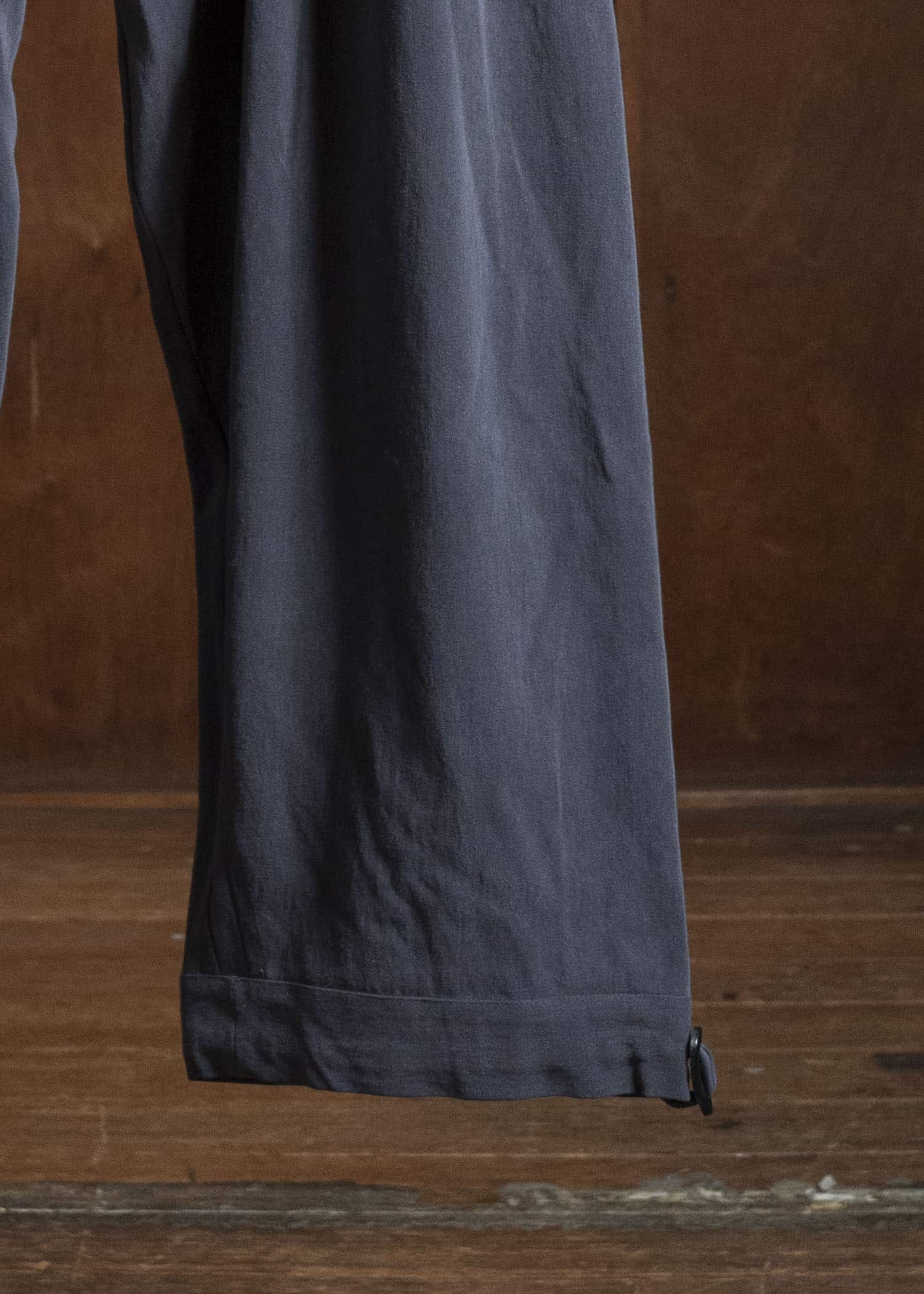 JAN-JAN VAN ESSCHE TROUSERS#91 TRIPLE PLEATED LOOSE TROUSERS WITH ELASTIC WAIST Co Hemp Dense Twill | Logwood