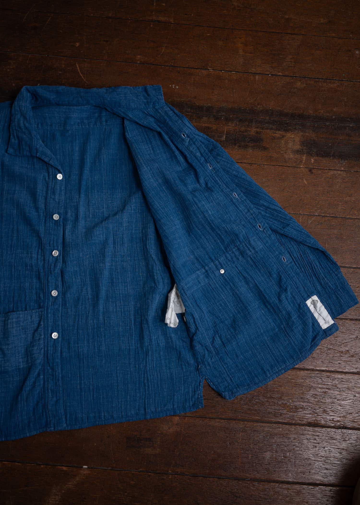 OLIVER CHURCH Pockets Shirt Handwoven Indigo