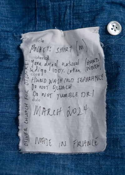 OLIVER CHURCH Pockets Shirt Handwoven Indigo