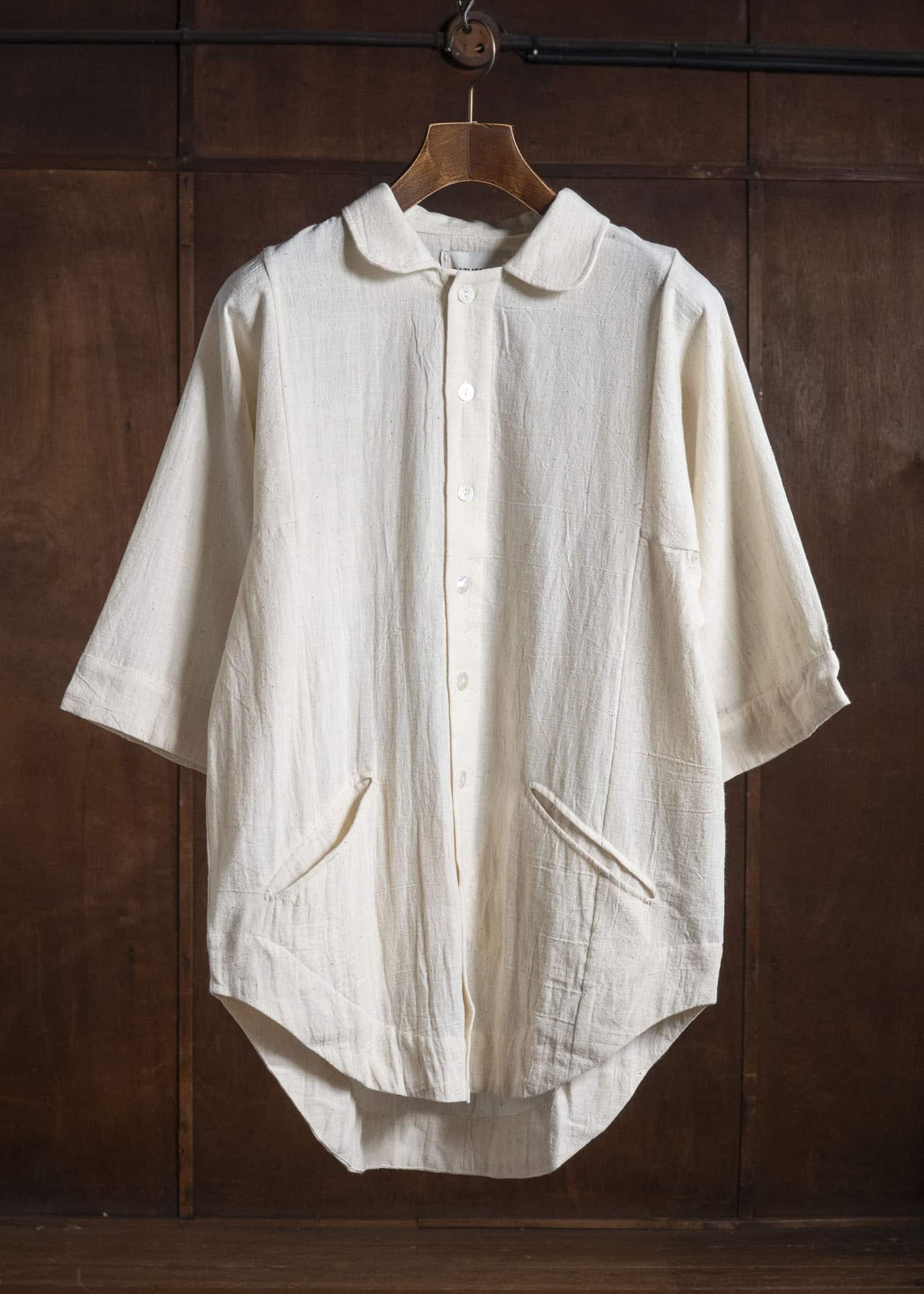 Gathering Textiles Farmer Shirt(Curved) Handloom Kala Cotton FAS03-KC-CR
