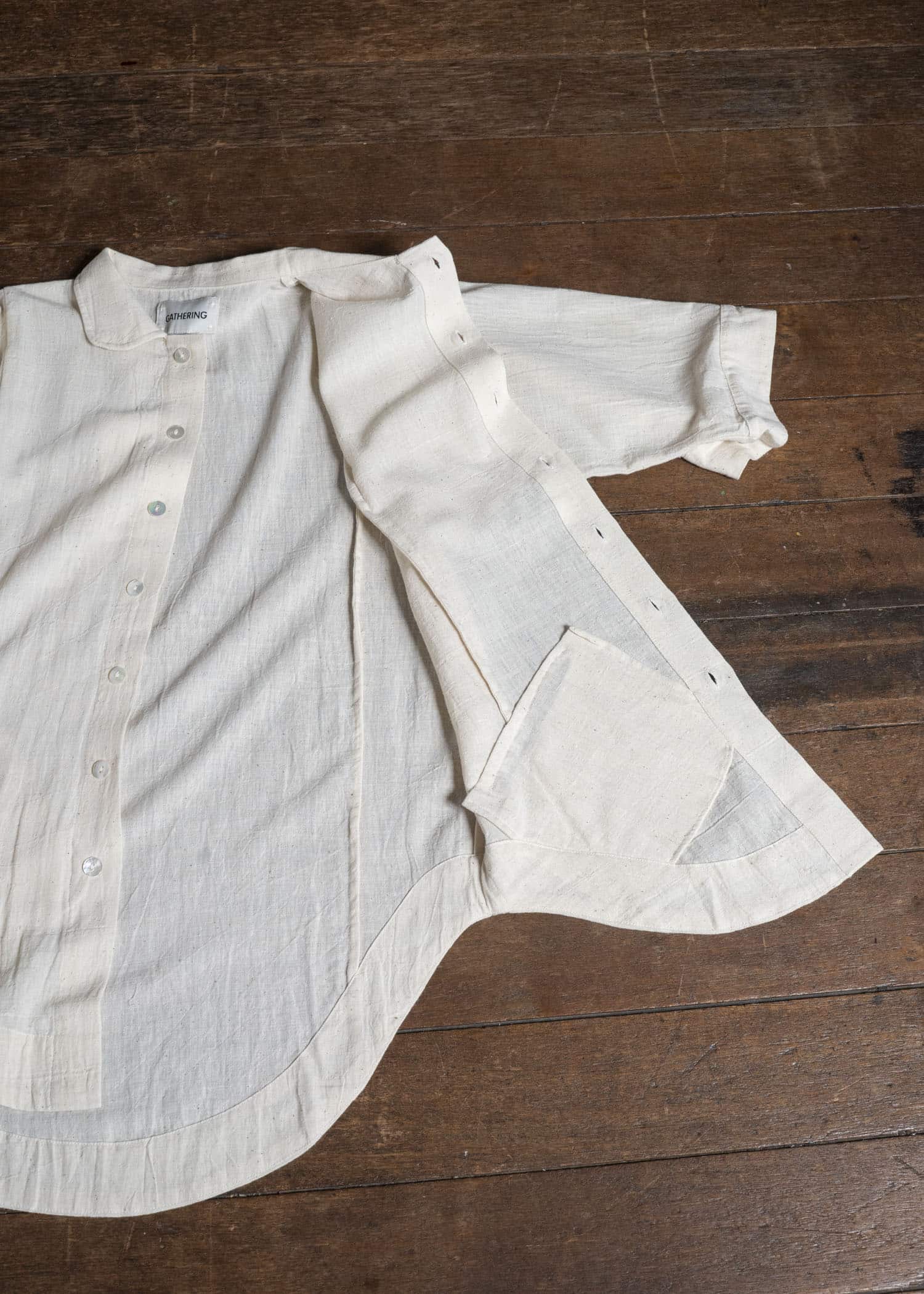 Gathering Textiles Farmer Shirt(Curved) Handloom Kala Cotton FAS03-KC-CR
