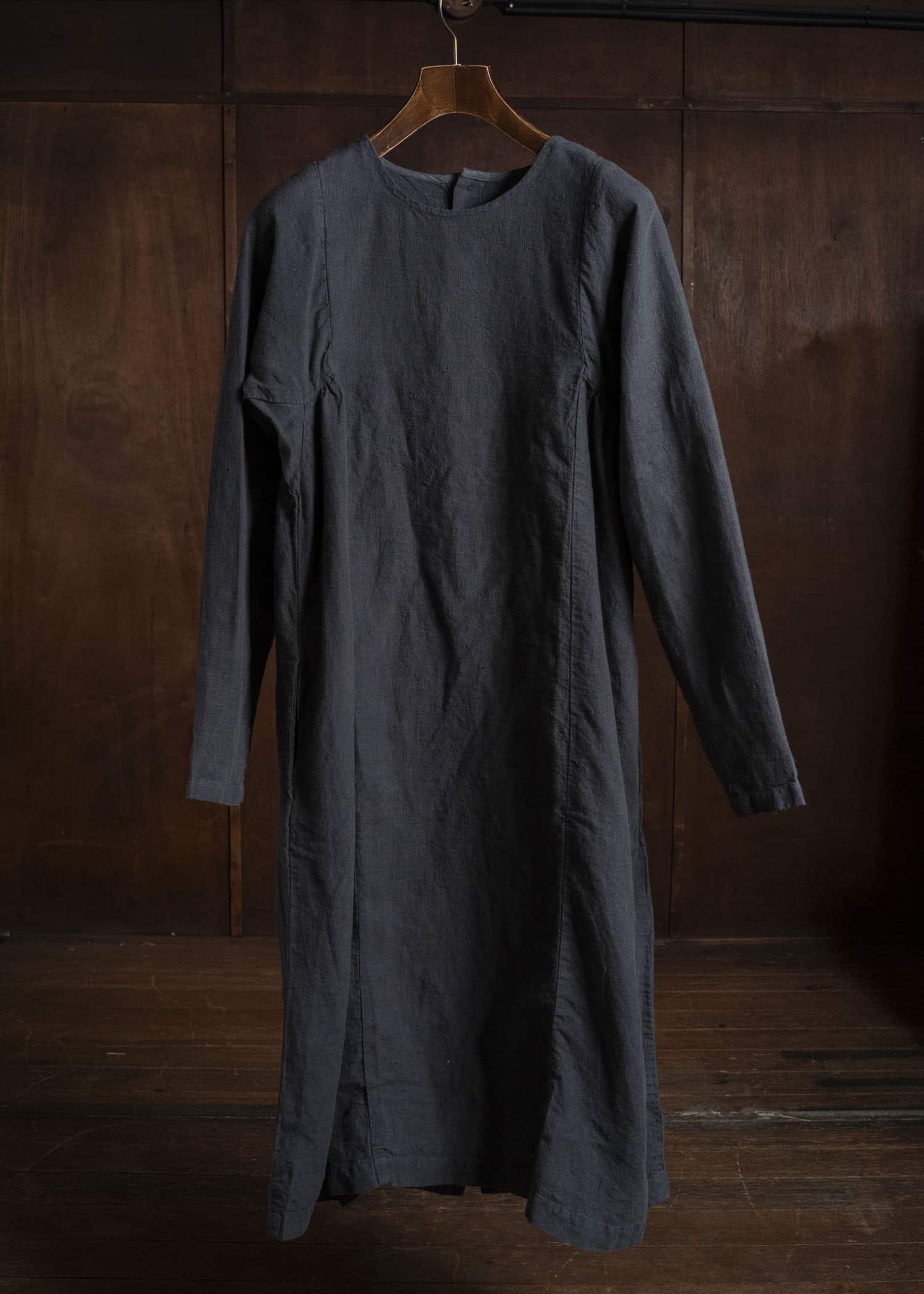 Gathering Textiles Farmer Dress Japanese Stone Washed Linen , Unlined FAD01-LI-BK