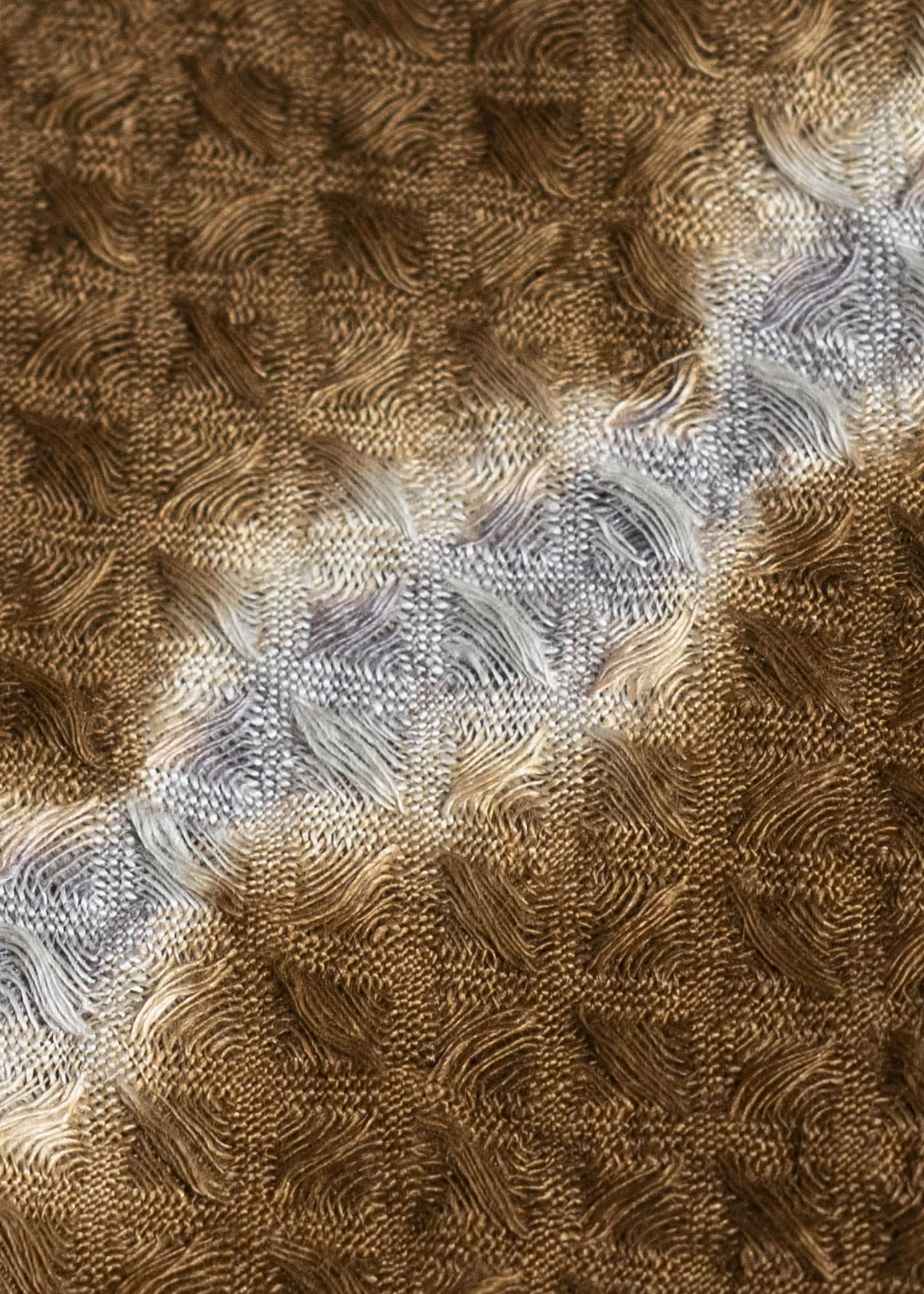 SUZUSAN Waffle Woven Linen Throw　Nuisuji Shibori 1007L-440-Ochre x Light Grey  1007L-440-Ochre x Light Grey