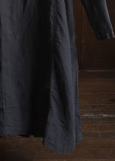 Gathering Textiles Farmer Dress Japanese Stone Washed Linen , Unlined FAD01-LI-BK