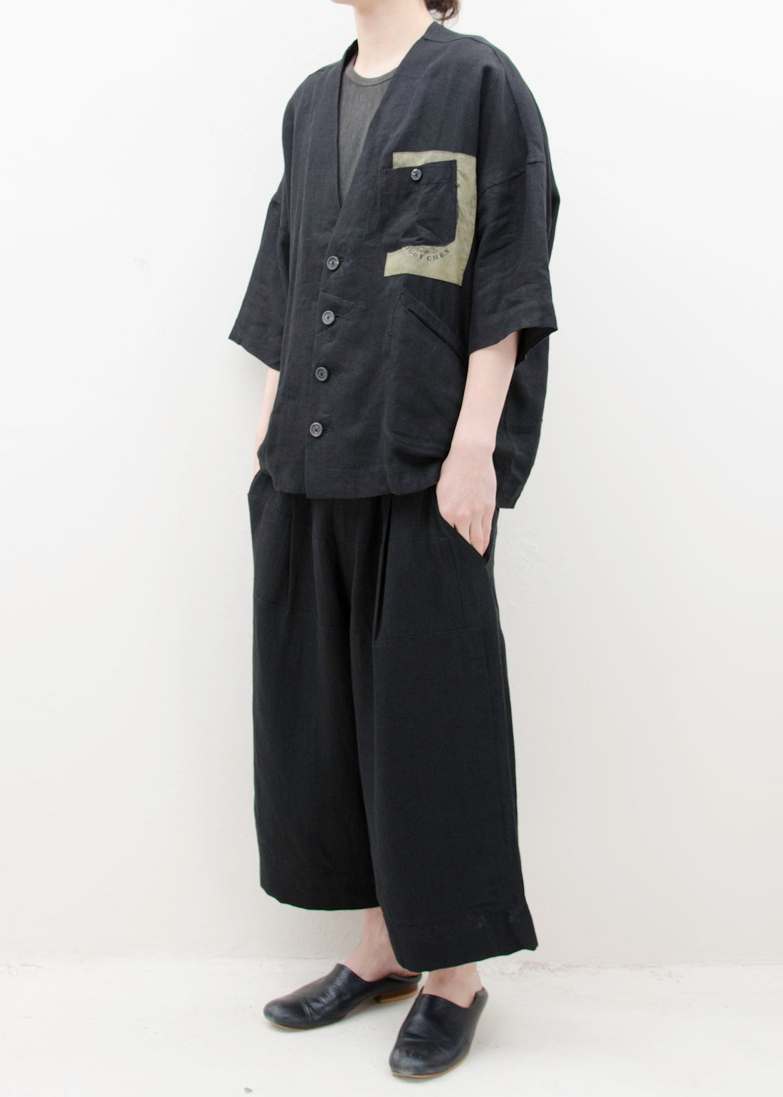 ZIGGY CHEN WIDE LEG DRAWSTRING CROPPED PANTS