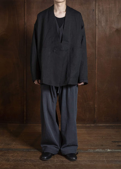 JAN-JAN VAN ESSCHE JACKET#63 OVERSIZED BLAZER WITH JET POCKETS, UNLINED｜PAPER SHEER TWILL Black