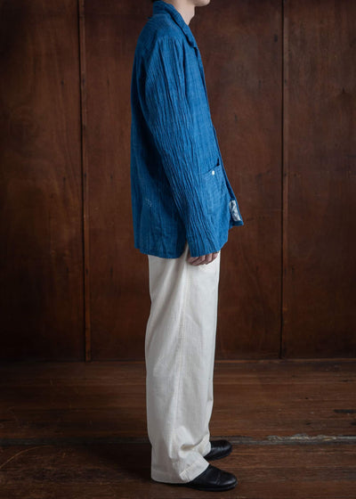 OLIVER CHURCH Pockets Shirt Handwoven Indigo