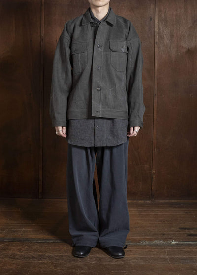 JAN-JAN VAN ESSCHE JACKET#64 DENIM STYLE WORKWEAR JACKET WITH YOKE, UNLINED Cotton Hemp Denim | Sumi Kakishibu