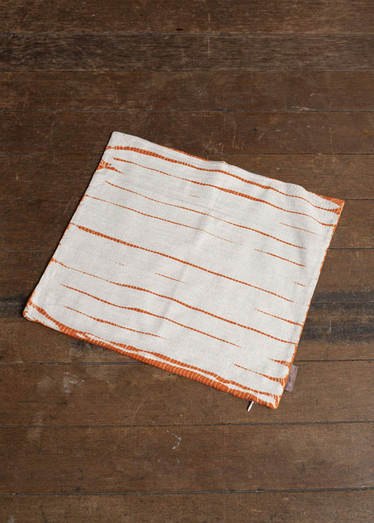 SUZUSAN Cotton Linen Cushion Cover　Tesuji Shibori 1172CL-020-Burnt Orange x Ivory 1172CL-020-Burnt Orange x Ivory