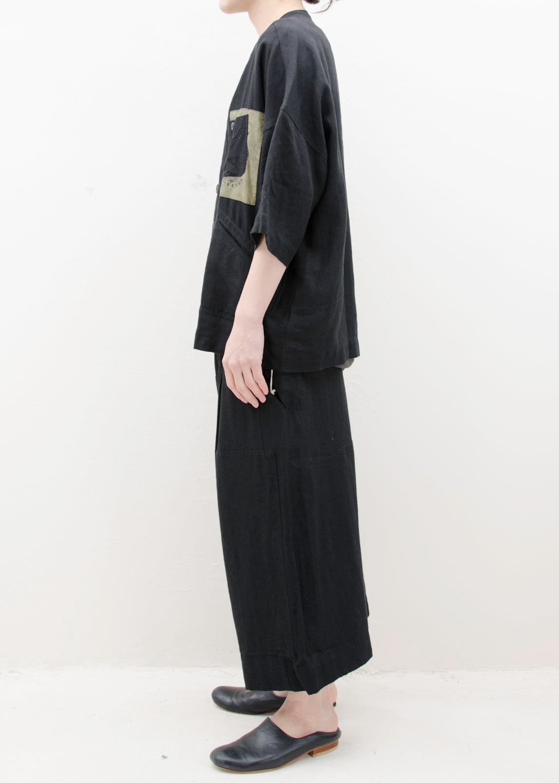 ZIGGY CHEN WIDE LEG DRAWSTRING CROPPED PANTS