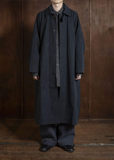 JAN-JAN VAN ESSCHE COAT#34 LONG COAT JET POCKETS, BACK SPLIT, BELT, UNLINED Time Washed Light | Off Black