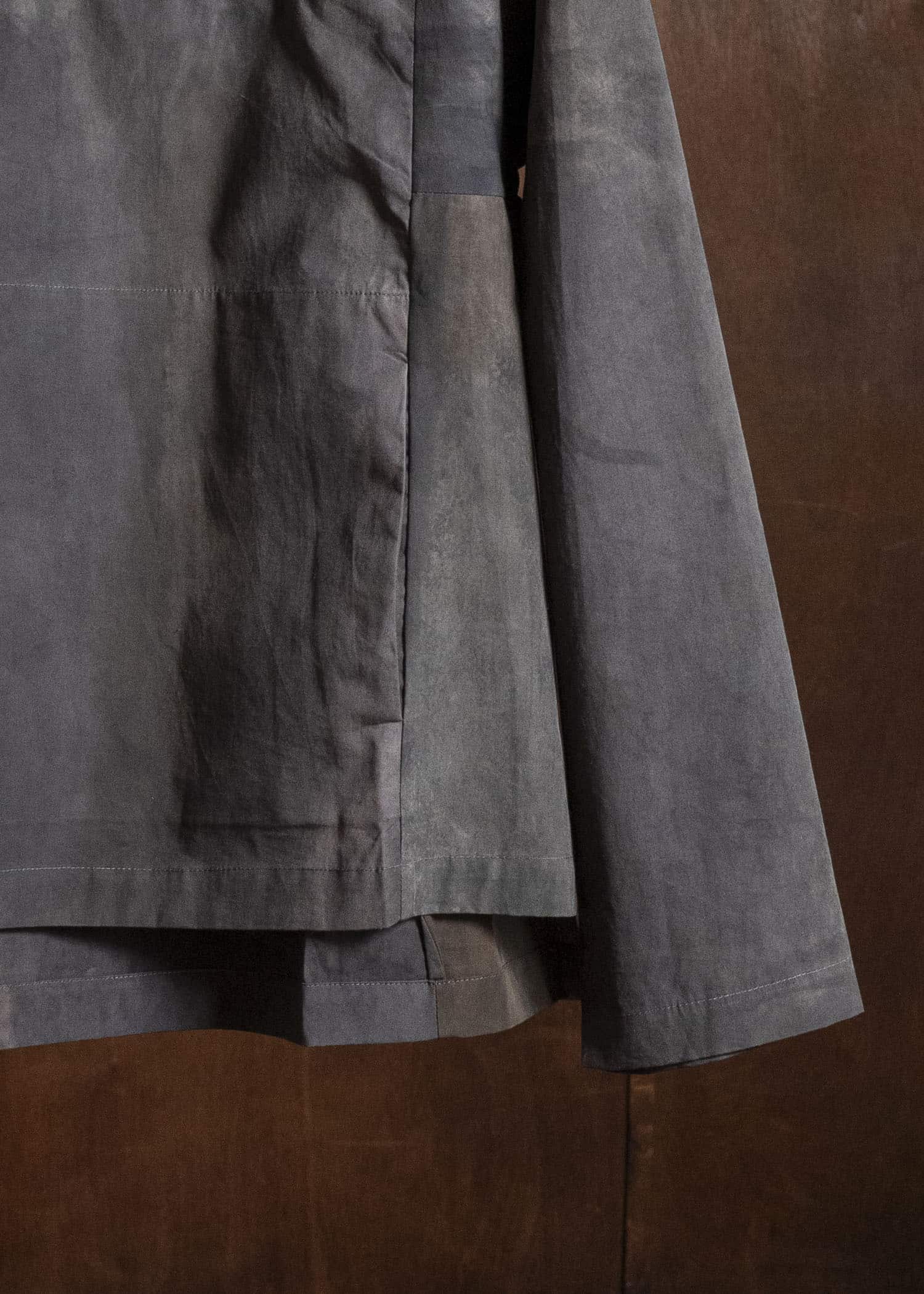 Gathering Textiles Fisherman Hoodie Hand Painted Organic Cotton Poplin , Natural Dye FIH02-CP-DM