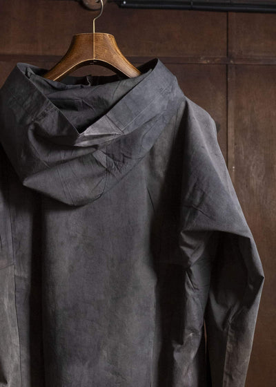 Gathering Textiles Fisherman Hoodie Hand Painted Organic Cotton Poplin , Natural Dye FIH02-CP-DM