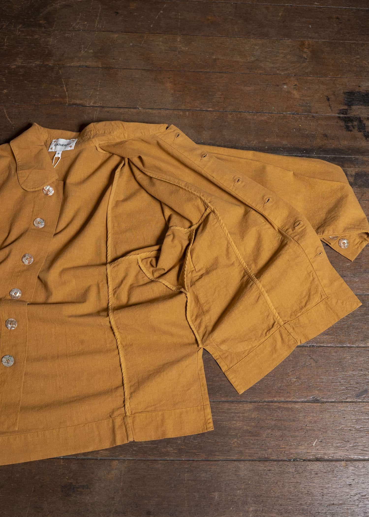 Gathering Textiles Farmer Jacket Power Loom Crimped Cotton , Unlined FAJ02-CC-OR