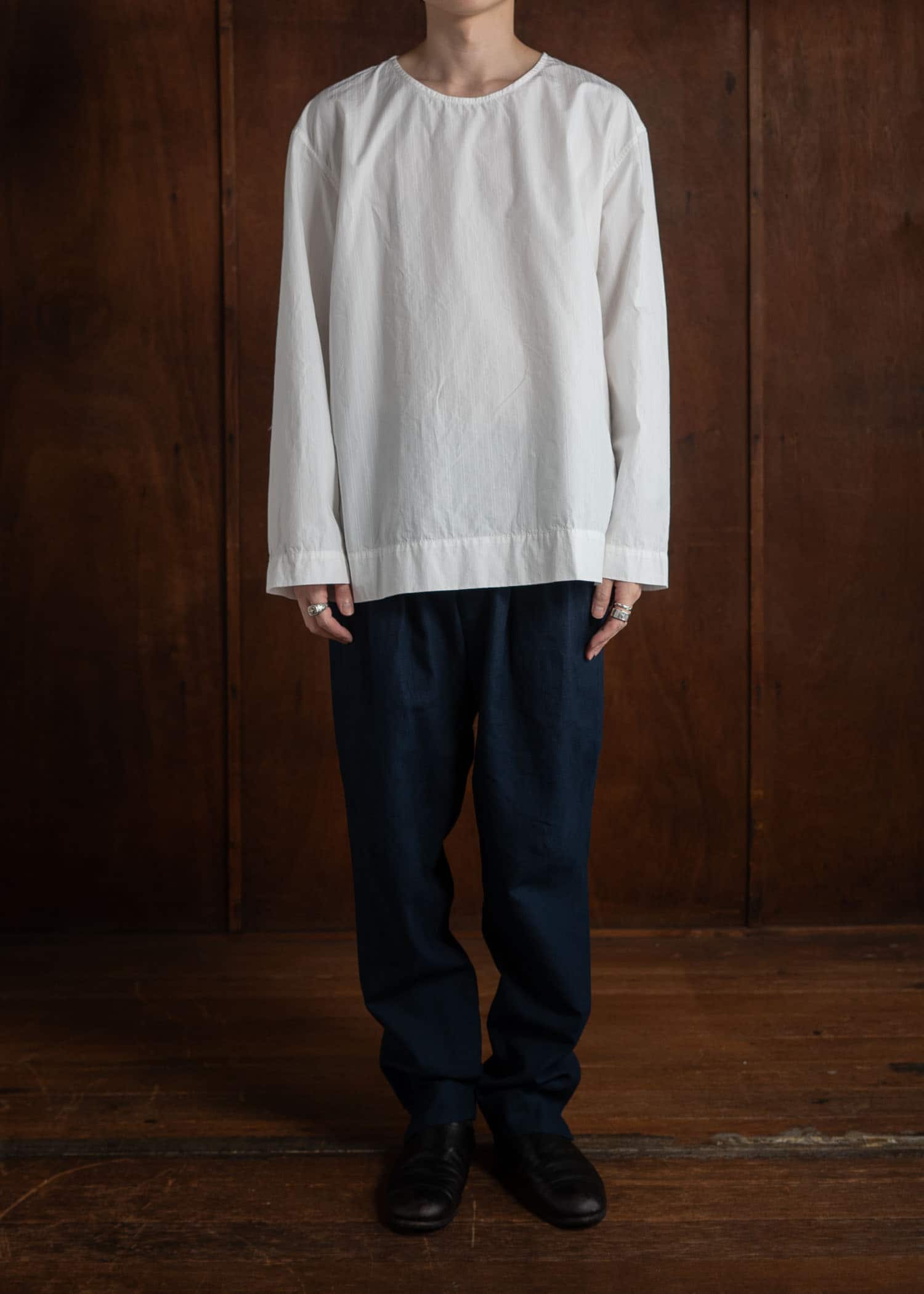 OLIVER CHURCH Soft TShirt L/S  Italian Poplin