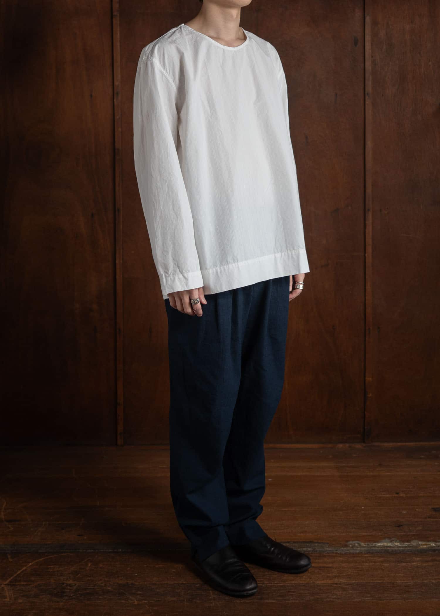 OLIVER CHURCH Soft TShirt L/S  Italian Poplin